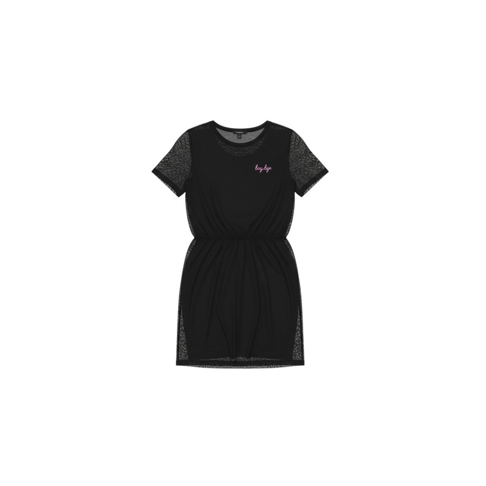 Forever 21 Mesh T-Shirt Dress Womens Small Black Boy Bye Sheer Short Sleeve
